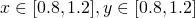  x\in [0.8,1.2], y\in [0.8,1.2] 